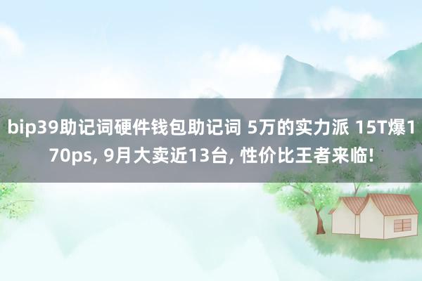 bip39助记词硬件钱包助记词 5万的实力派 15T爆170ps, 9月大卖近13台, 性价比王者来临!